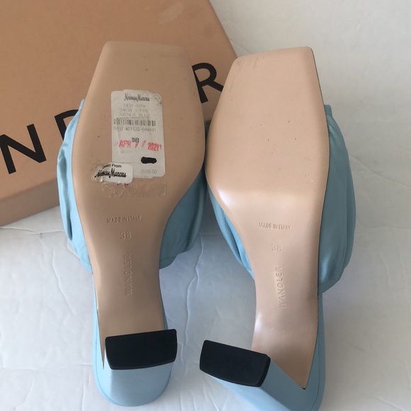 Wandler Ava Mule Lambskin Leather Sky Blue Shoes Heels Italy 38/ 8B - Picture 10 of 13
